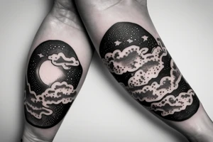 Stars with clouds and a unique quote tattoo idea