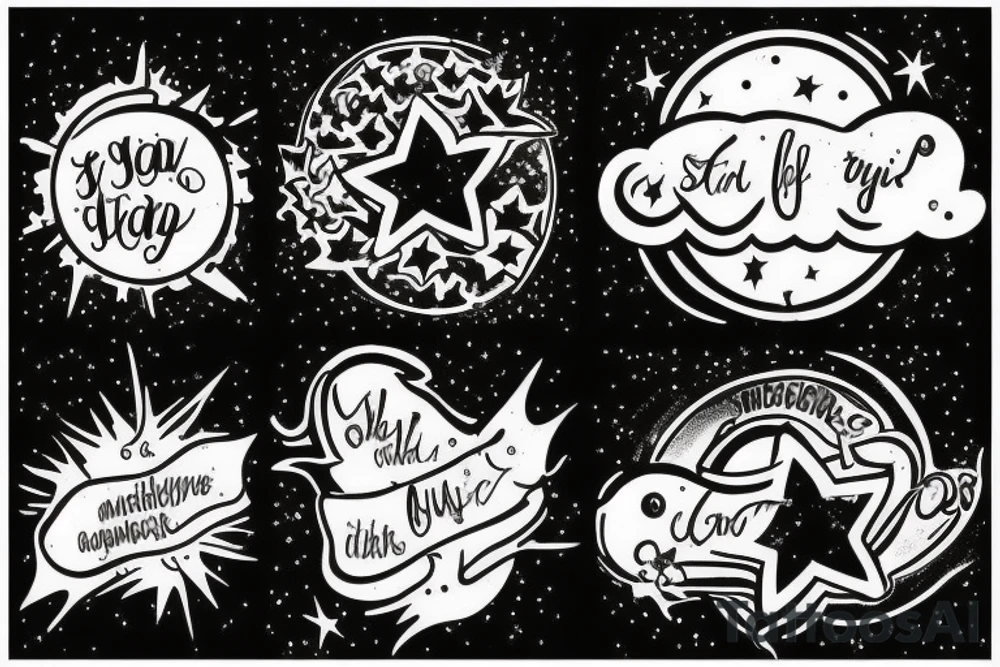 Stars with clouds and a unique quote tattoo idea Stars with clouds and a unique quote tattoo idea