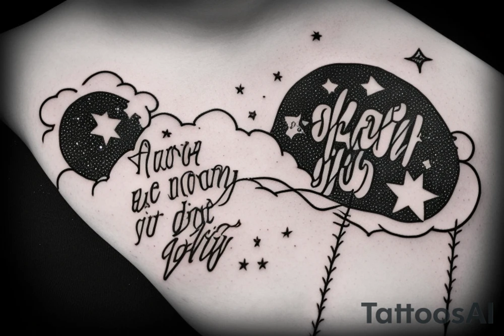 Clouds with stars and a quote tattoo idea