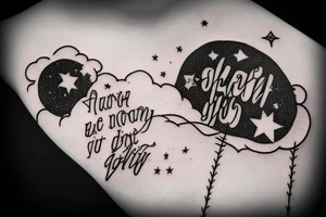 Clouds with stars and a quote tattoo idea