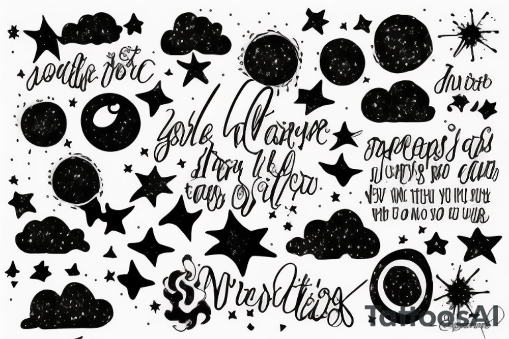 Clouds with stars and a quote tattoo idea