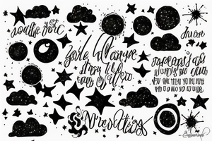 Clouds with stars and a quote tattoo idea