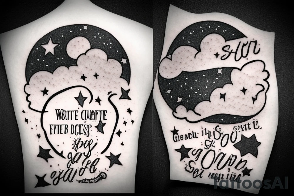 Clouds with stars and a quote tattoo idea
