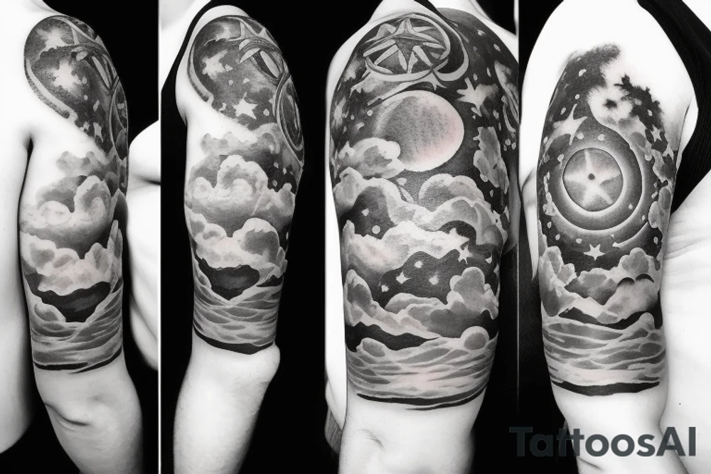 Quote with clouds and stars tattoo idea