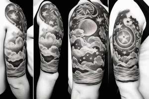 Quote with clouds and stars tattoo idea