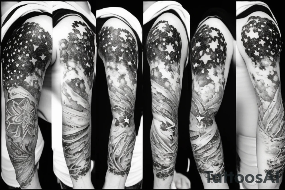Quote with clouds and stars tattoo idea