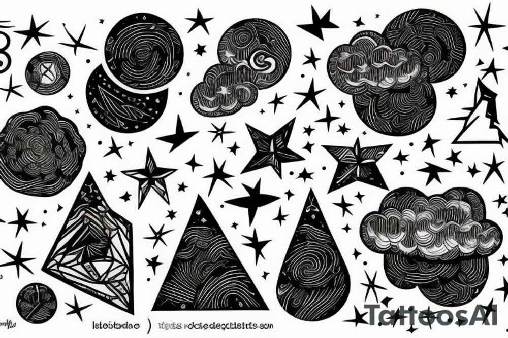 Quote with clouds and stars tattoo idea