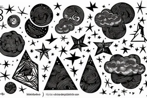 Quote with clouds and stars tattoo idea