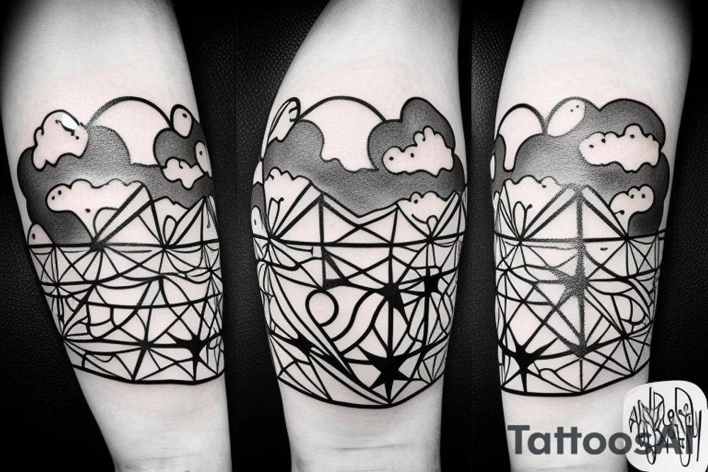 Quote with clouds and stars tattoo idea