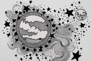 Quote with clouds and stars tattoo idea