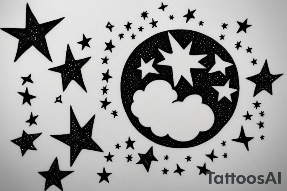 Quote with clouds and stars tattoo idea