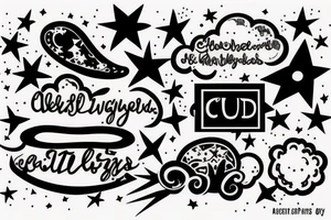 Quote with clouds and stars tattoo idea