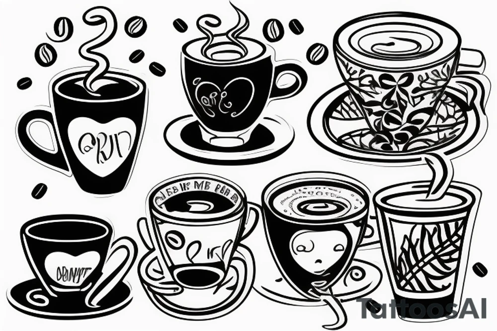Cup of coffee in a windowsill tattoo idea