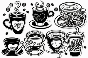Cup of coffee in a windowsill tattoo idea