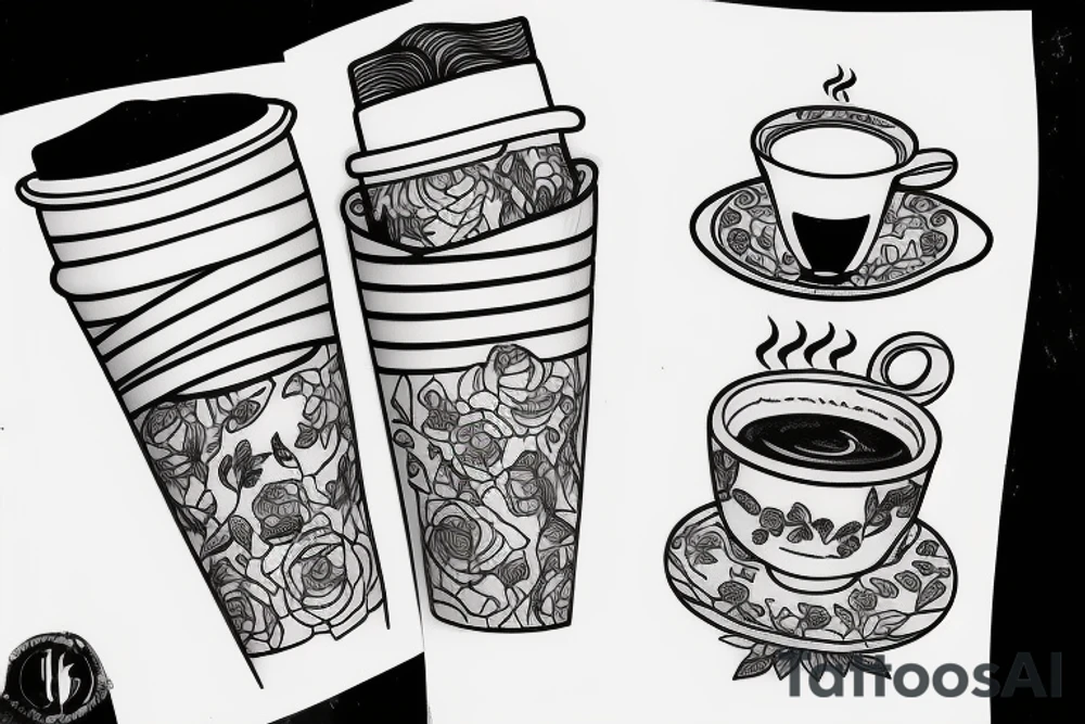 Cup of coffee in a windowsill tattoo idea