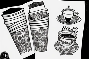 Cup of coffee in a windowsill tattoo idea