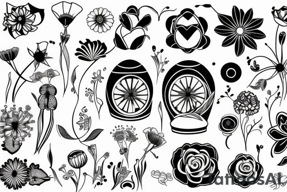 Flowers in a balloon tattoo idea