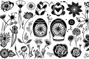 Flowers in a balloon tattoo idea