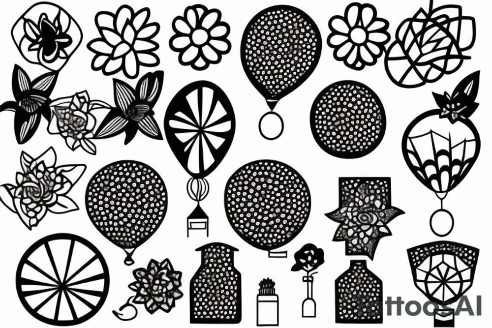 Flowers in a balloon tattoo idea