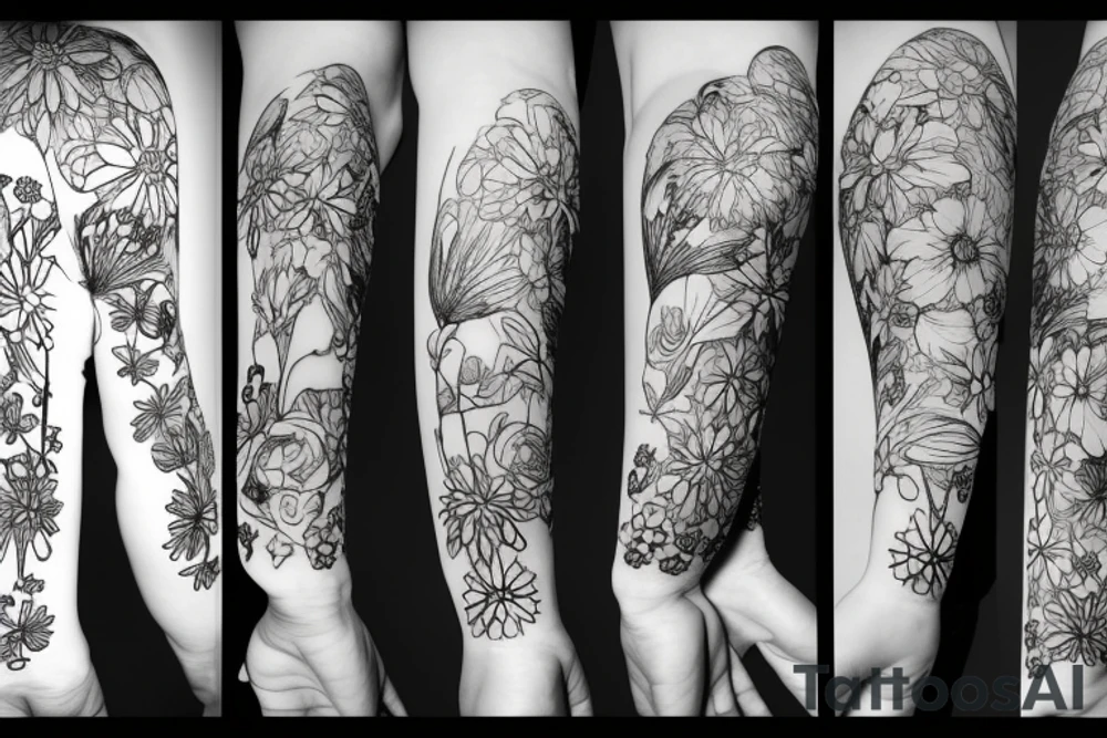 Flowers in a balloon tattoo idea