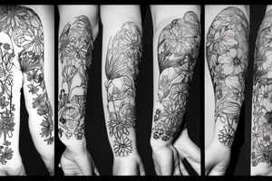 Flowers in a balloon tattoo idea