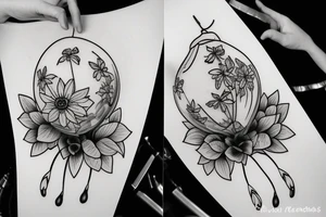 Flowers in a balloon tattoo idea