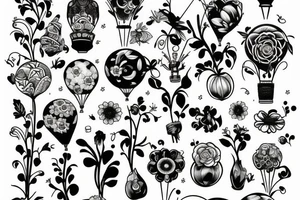 Flowers in a balloon tattoo idea