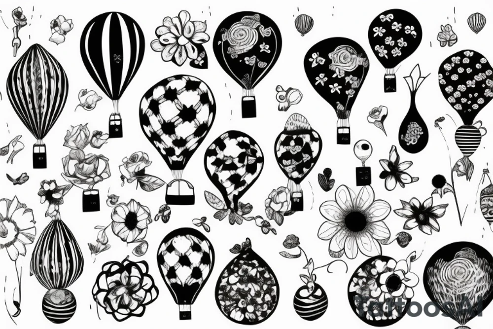 Flowers in a balloon tattoo idea