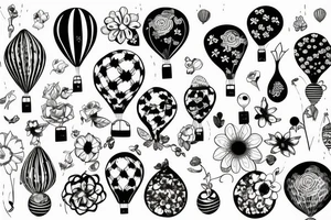Flowers in a balloon tattoo idea