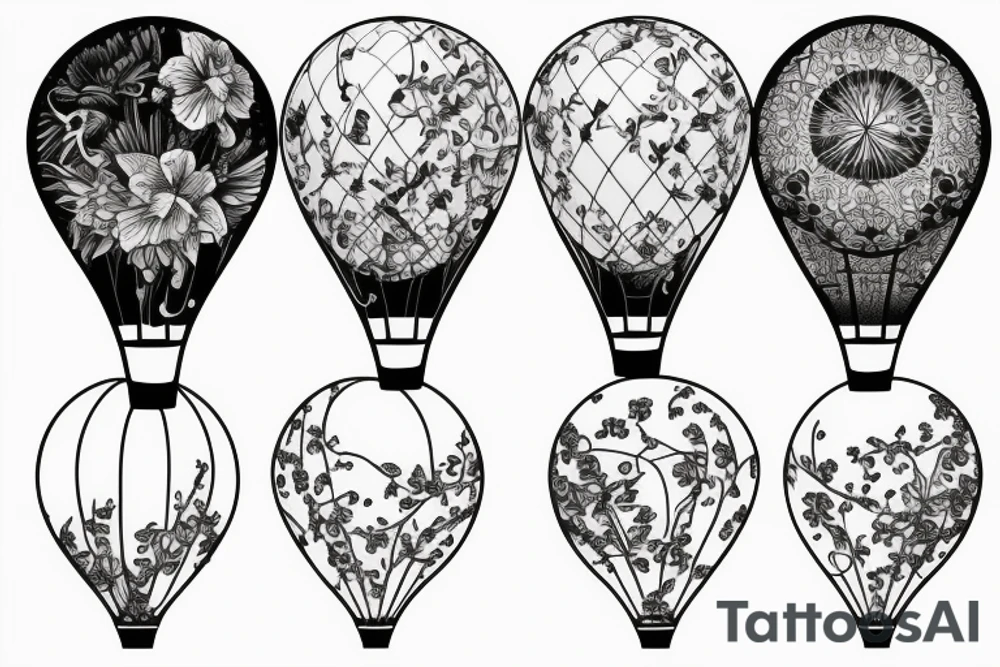 Hot air balloon with flowers inside tattoo idea