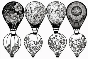 Hot air balloon with flowers inside tattoo idea
