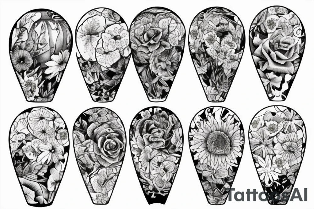 Hot air balloon with flowers inside tattoo idea
