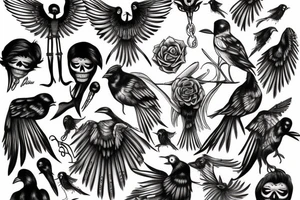 bird skellington tattoo idea