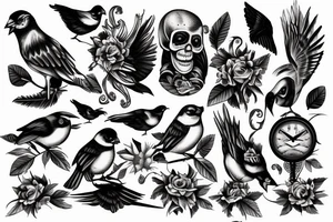bird skeleton tattoo idea