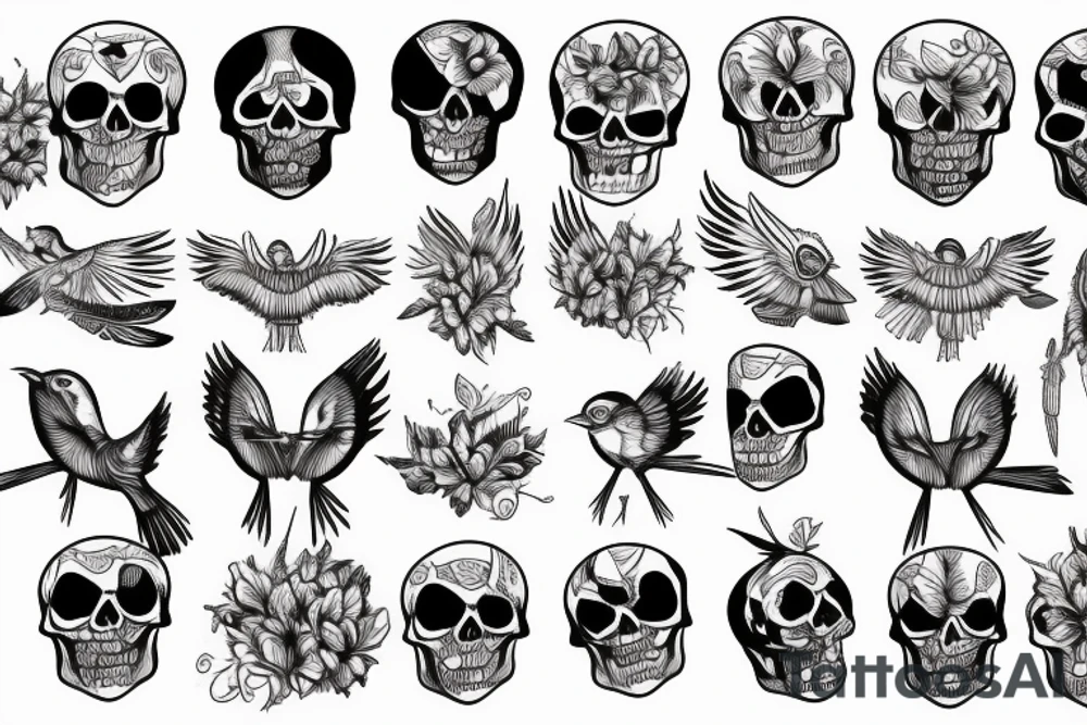 bird skeleton tattoo idea