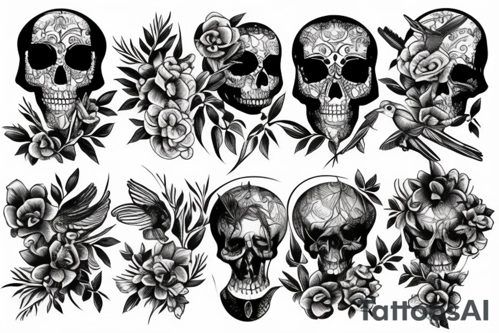 bird skeleton tattoo idea