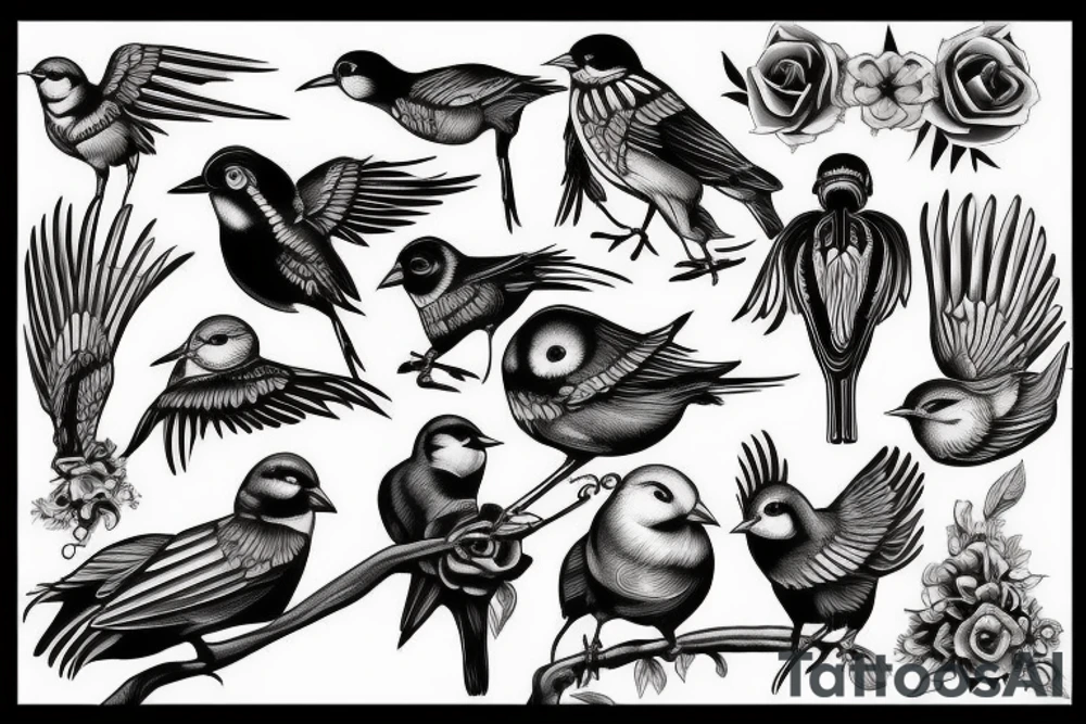 bird skeleton tattoo idea