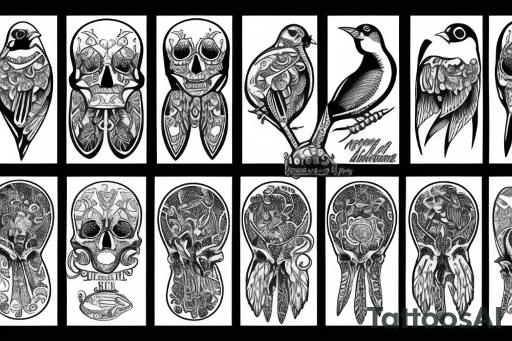 bird skeleton tattoo idea