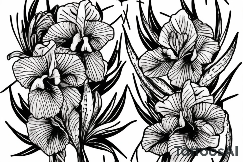 Iris in barbed wire tattoo idea