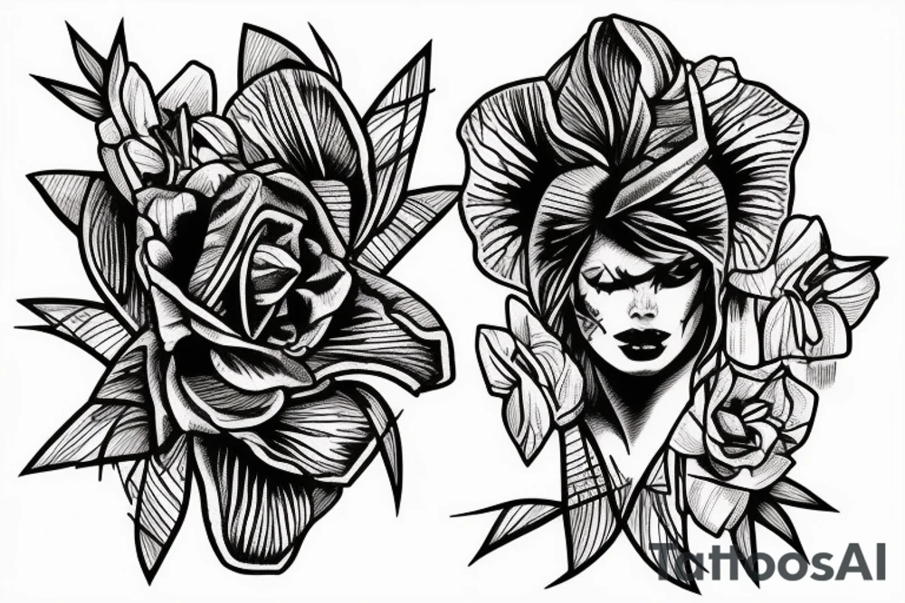 Iris in barbed wire tattoo idea