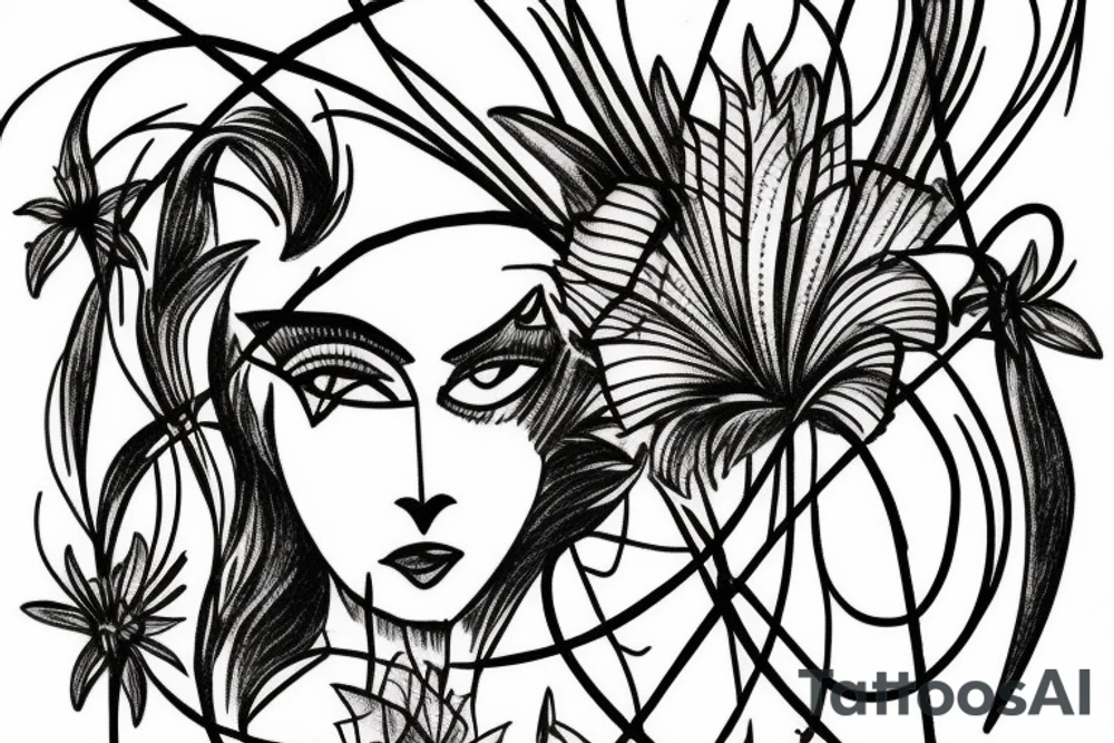 Iris in barbed wire tattoo idea