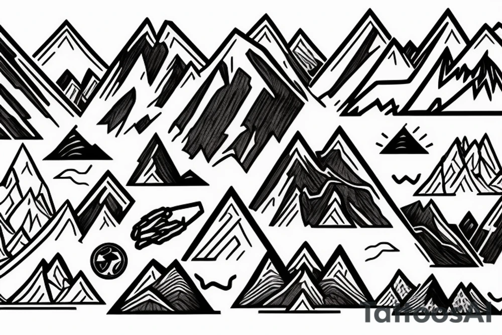 Person running on a trail with mountains in the distance tattoo idea