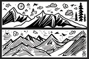 Person running on a trail with mountains in the distance tattoo idea