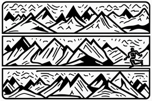A man running on a trail with mountains in the distance tattoo idea