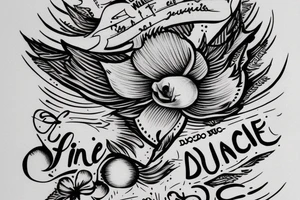 fine line tattoo that features the quote 'Non Ducor, Duco'. I would like the design to be text-only, with no images. tattoo idea