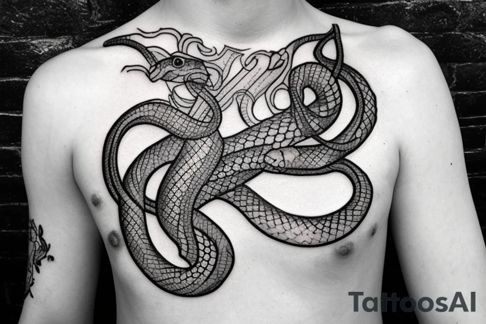snake around collarbone tattoo idea