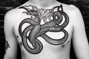 snake around collarbone tattoo idea