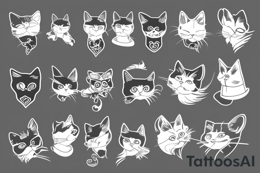 black cat with a funny hat tattoo idea