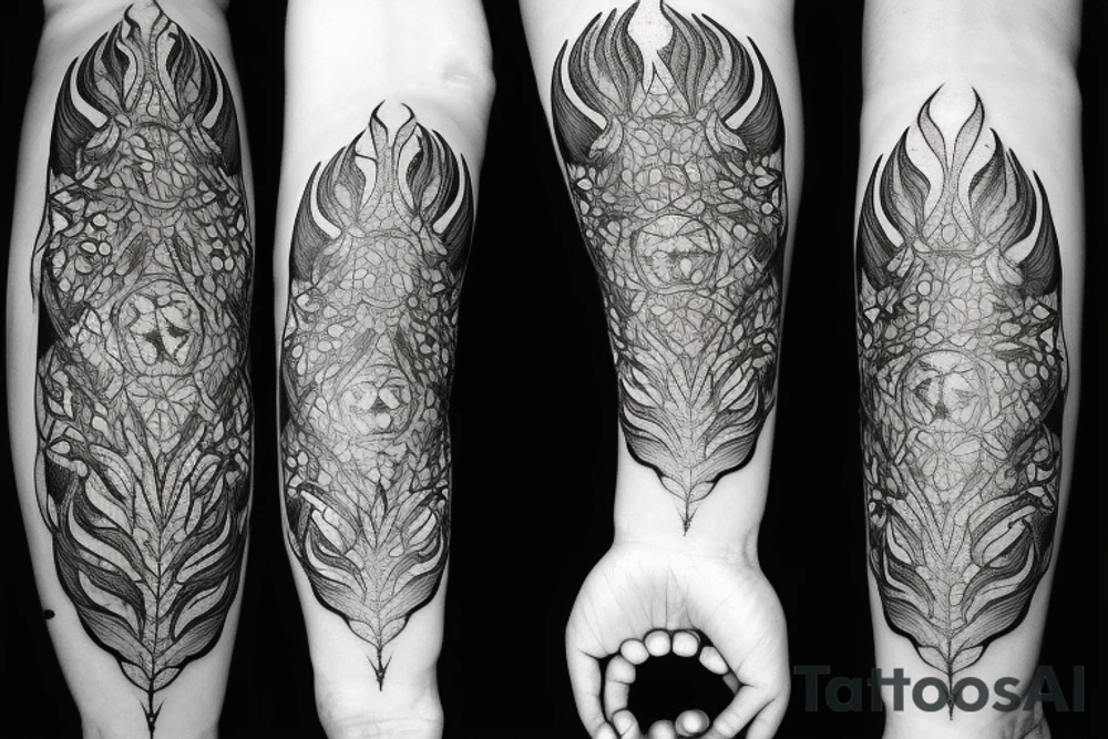 "Tibi Et Igni" - a latin quote meaning For you and for fire (indicating an extreme, all-or-nothing devotion), designed around flowers tattoo idea