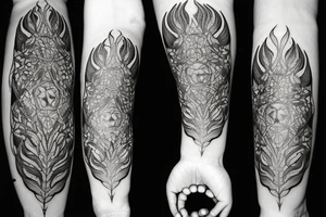 "Tibi Et Igni" - a latin quote meaning For you and for fire (indicating an extreme, all-or-nothing devotion), designed around flowers tattoo idea